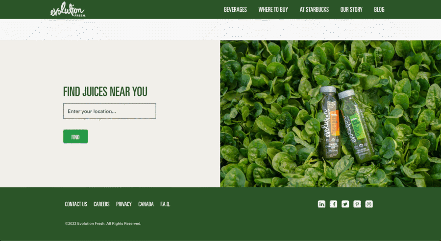 Психологія кольору у веб дизайні, зелений, Evolution fresh | Generator-Online.com